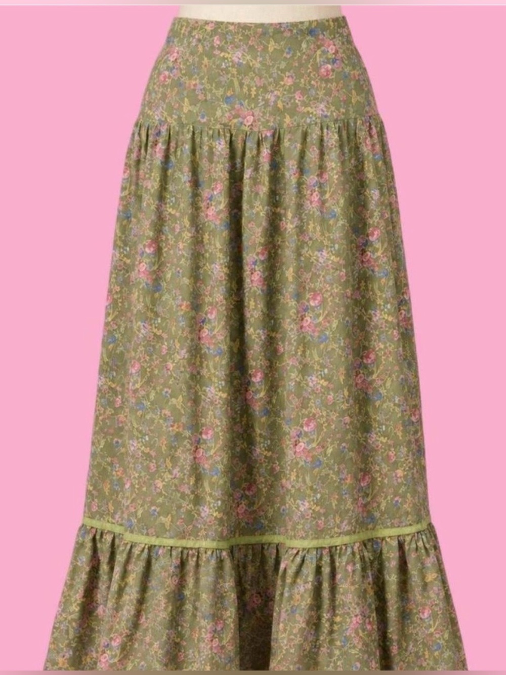 Vintage Anna Sui 100% Silk Floral Maxi Skirt Fairycore Y2K Size 10